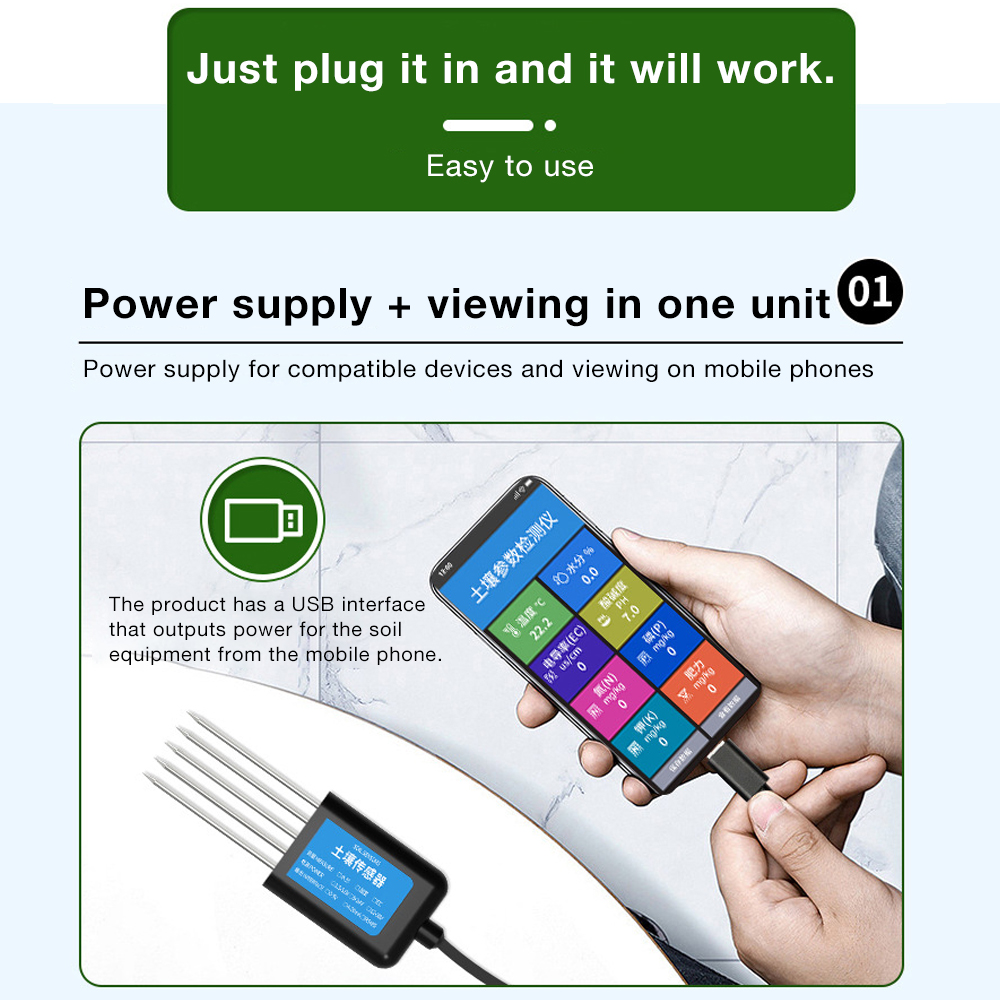 Farming Agriculture App - USB Type-C Soil Sensor Temperature Humidity
