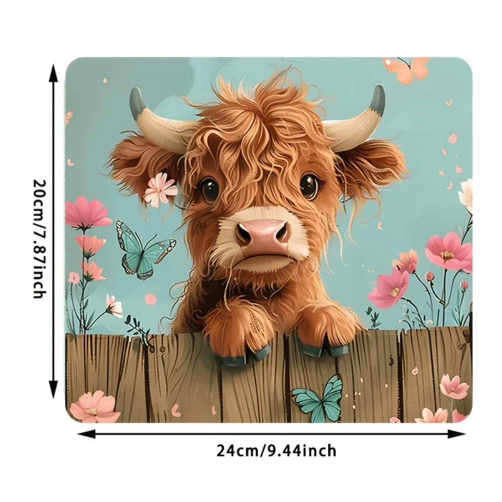 Adorable Highland Cow Mouse Pa - Cow Mat Rubber บทวิจารณ์และราคา
