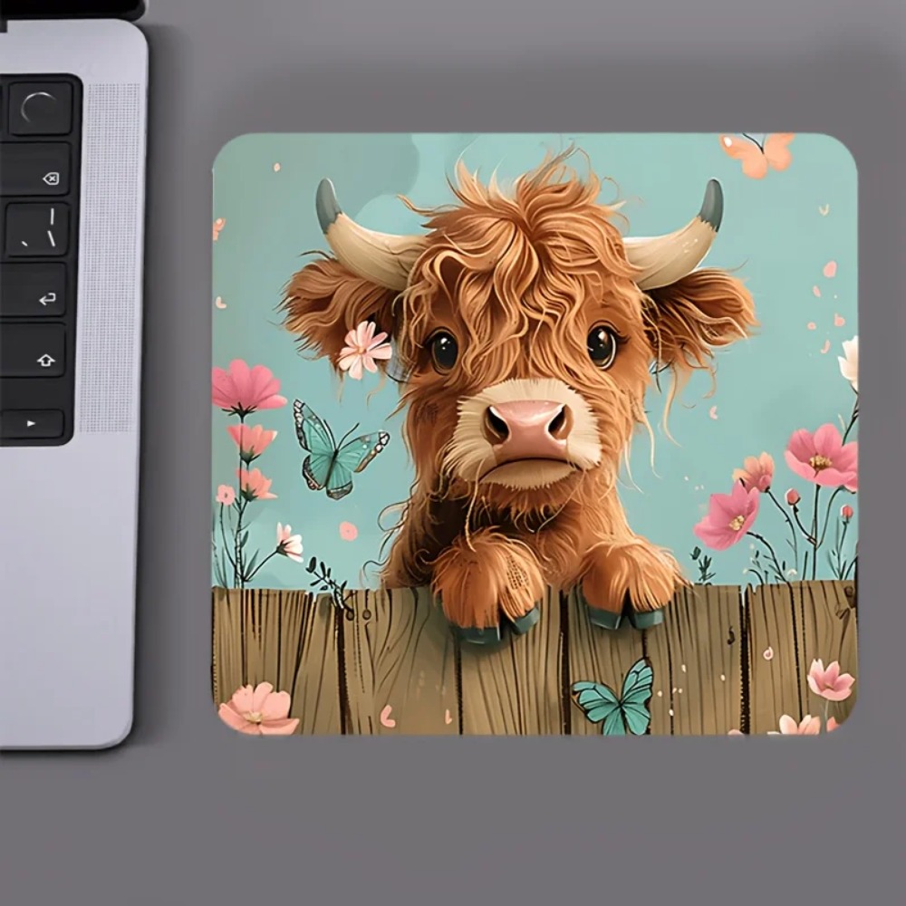 Adorable Highland Cow Mouse Pa - Cow Mat Rubber บทวิจารณ์และราคา