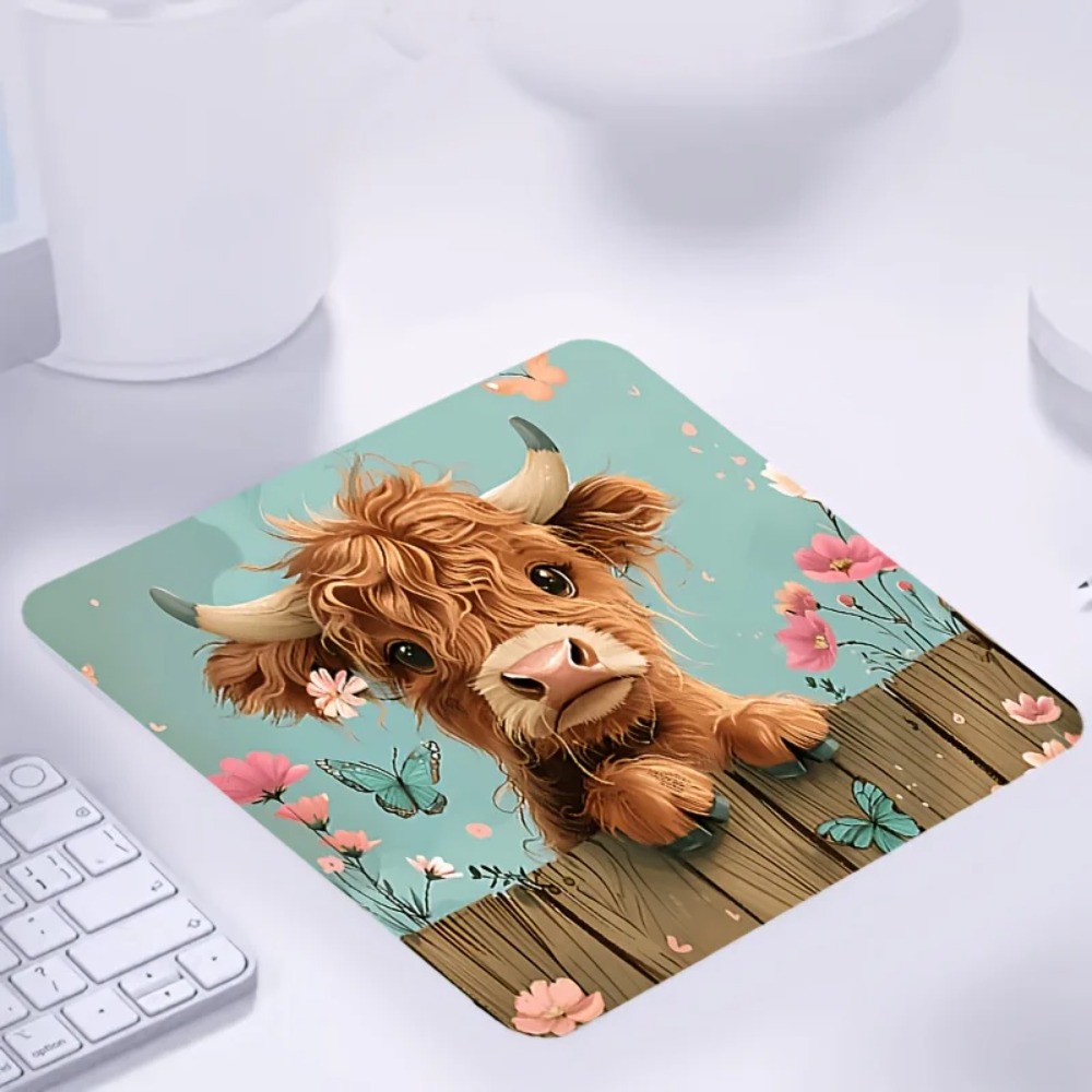 Adorable Highland Cow Mouse Pa - Cow Mat Rubber บทวิจารณ์และราคา