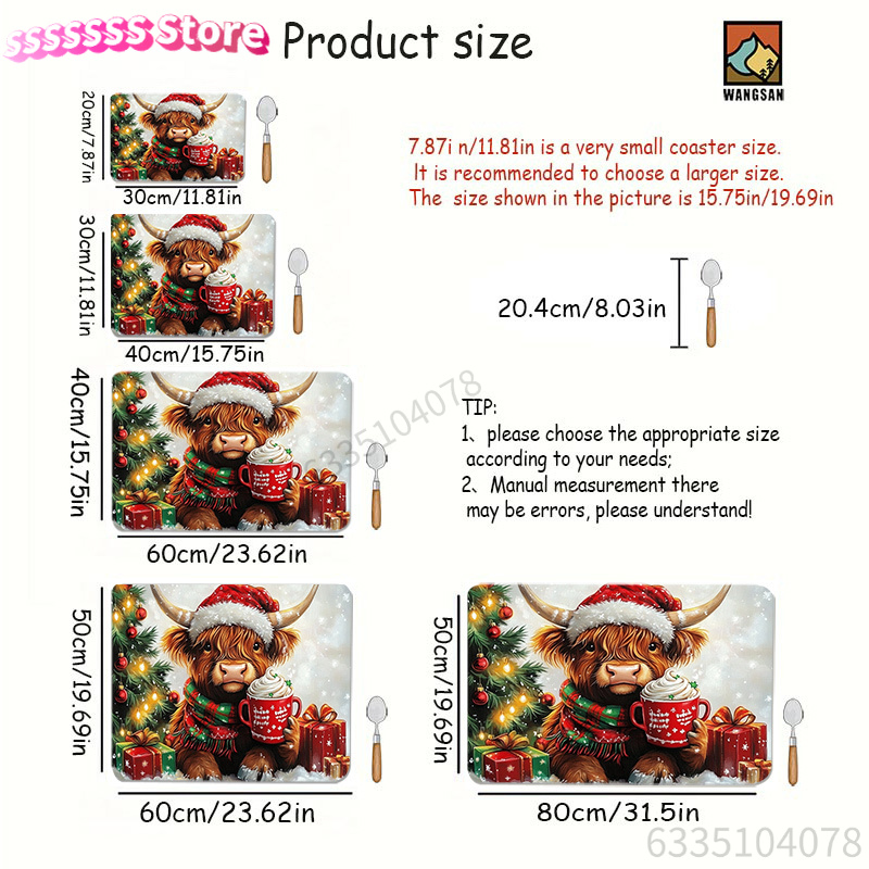 Highland Cow and Christmas Tre - Cow Mat Rubber บทวิจารณ์และราคา