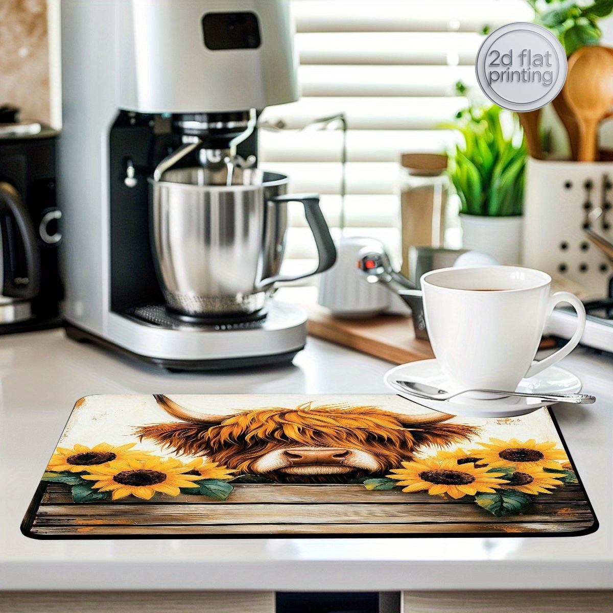 1pc Decorative Dish Drying Mat - Cow Mat Rubber บทวิจารณ์และราคา