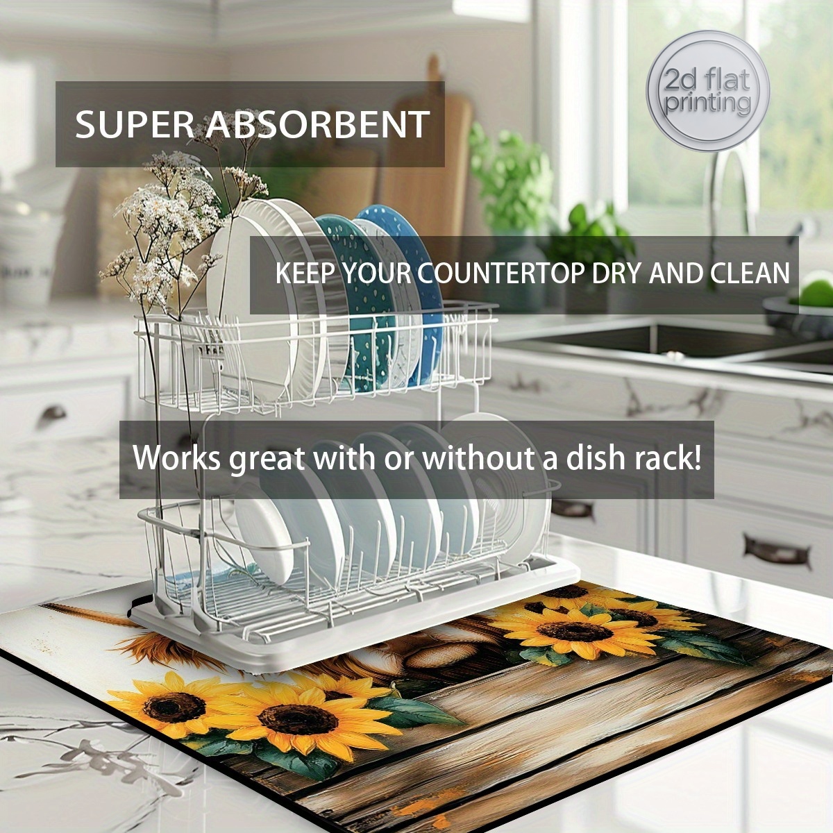 1pc Decorative Dish Drying Mat - Cow Mat Rubber บทวิจารณ์และราคา
